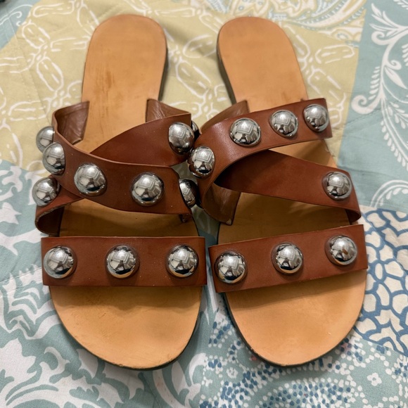 Marc Fisher Shoes - Marc Fisher Bryte 2 Brown Studded Sandals 9.5